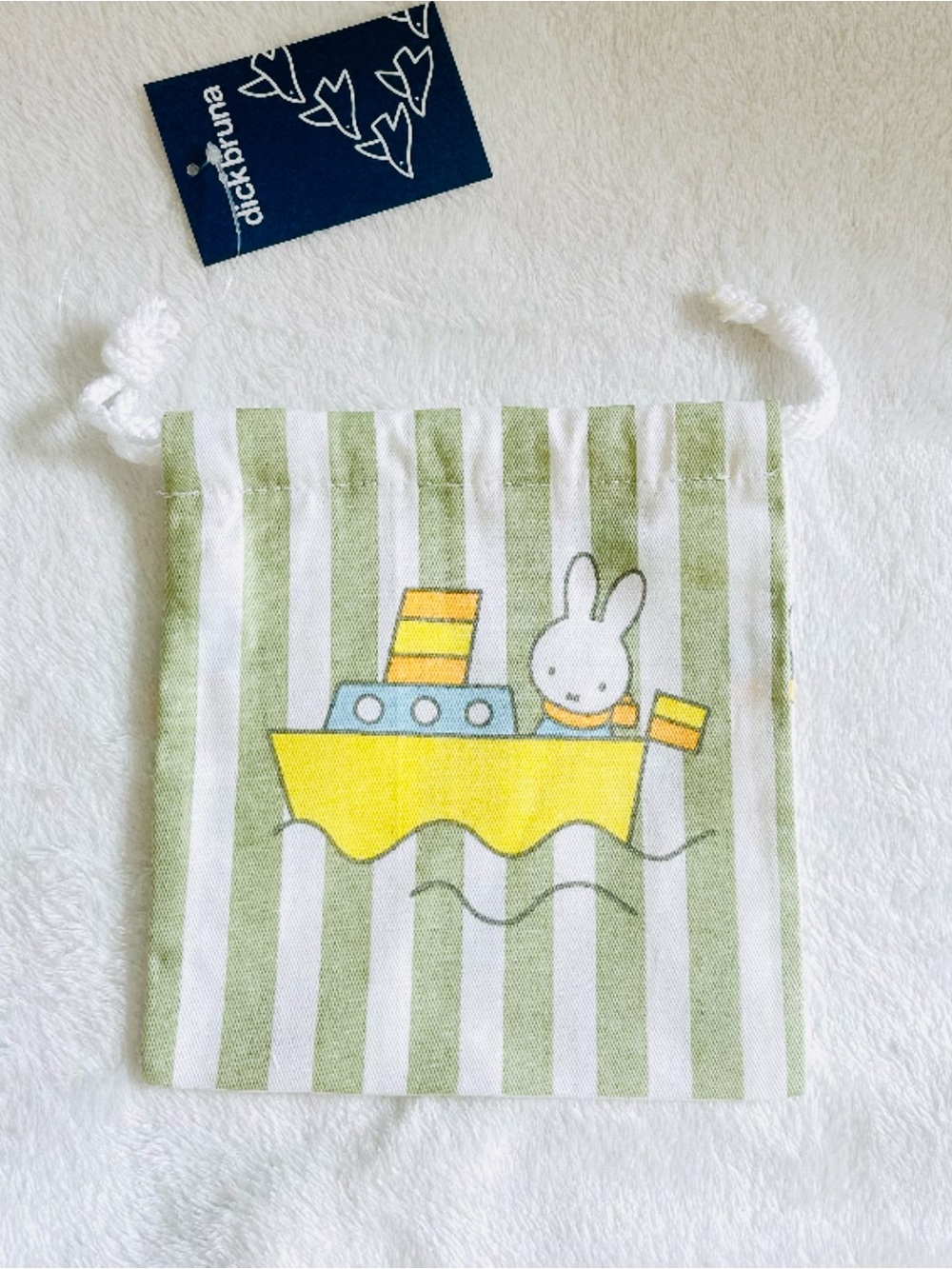 Brand New kawaii Dick Bruna Miffy Drawstring Pouch Bag Miffy on Sailing Boat